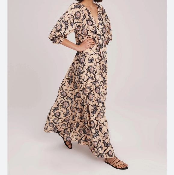 A.L.C. Marcia Printed Cotton Voile Tiered Boho Hippie Dress with Pockets Size 8 - Picture 5 of 11